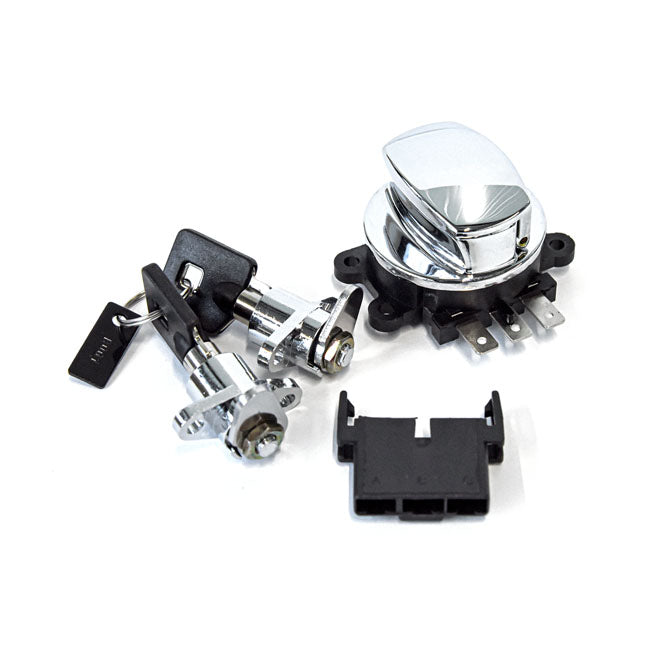MCS FLHR Ignition Switch & Saddlebag Lock Kit. Chrome – 1998–2013 FLHR Road King with Hard…