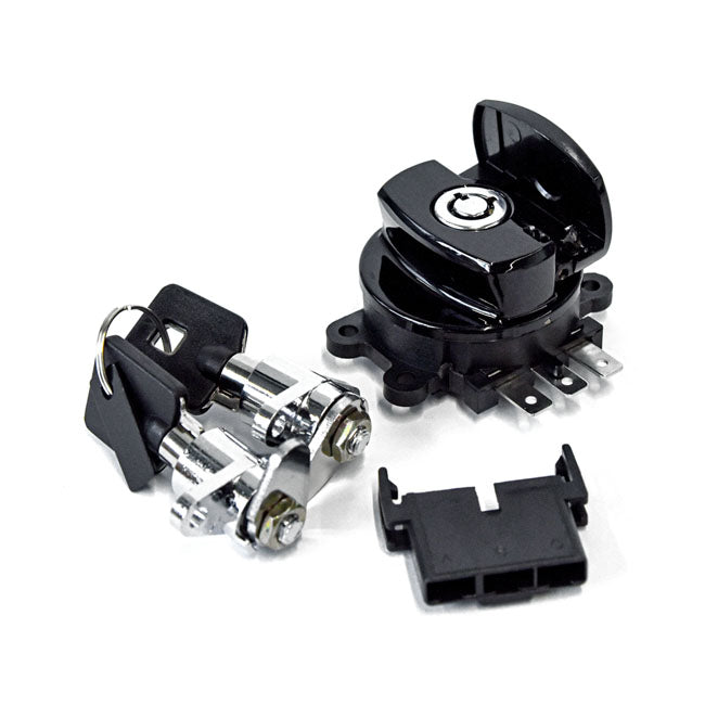 MCS FLHR Ignition Switch & Saddlebag Lock Kit. Black – 1998–2013 FLHR Road King with Hard…