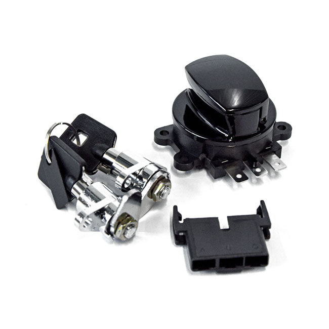 MCS FLHR Ignition Switch & Saddlebag Lock Kit. Black – 1998–2013 FLHR Road King with Hard…