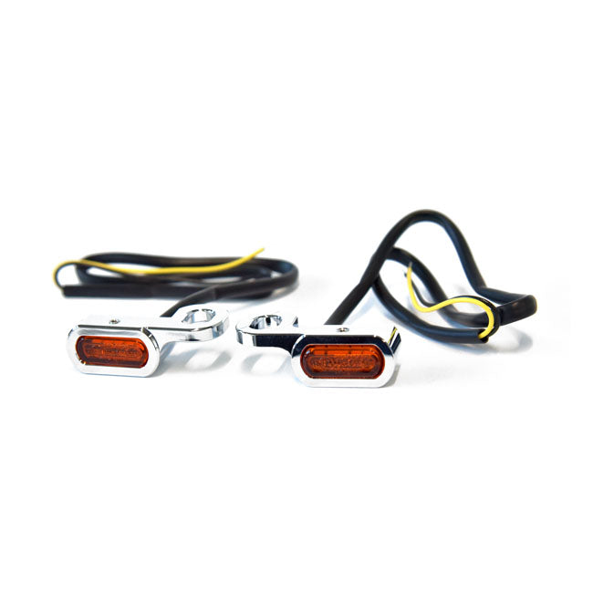 MCS Fastline, Below Bar LED Turn Signal Set. Chrome – Hydraulic Clutch: 2009–2016 FLT/Touring…