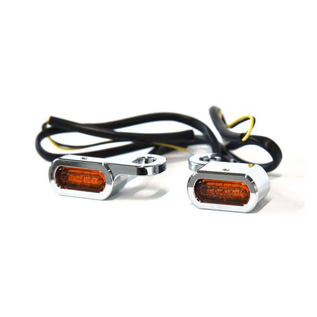 MCS Fastline, Below Bar LED Turn Signal Set. Chrome – 2014–2022 XL Sportster
