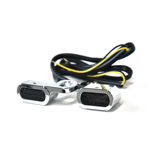 MCS Fastline, Below Bar LED Turn Signal Set. Chrome – 2014–2022 XL Sportster