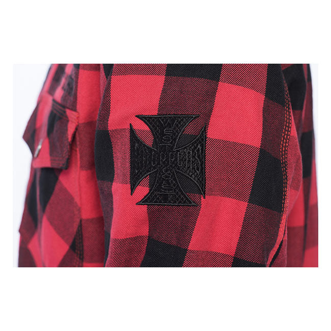 West Coast Choppers Wcc Dominator Riding Flannel Shirt Red/Black Ce Appr – S