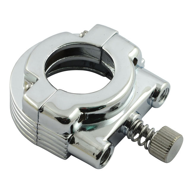 MCS Throttle Clamp Set, Dual Cable. Chrome – 1981–1995 Big Twin; XL Sportster