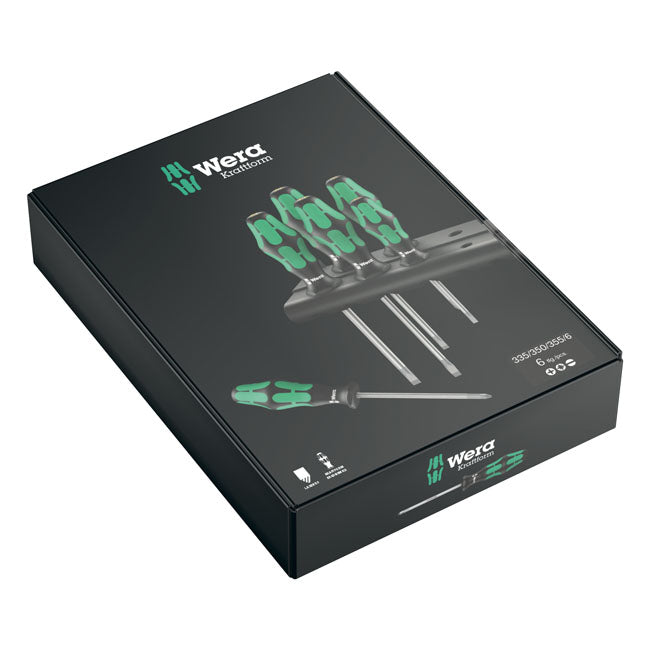 Wera Screwdriver Set 6 Pcs. Kraftform 300 Plus – Phillips; Pozidriv & Slotted Screws