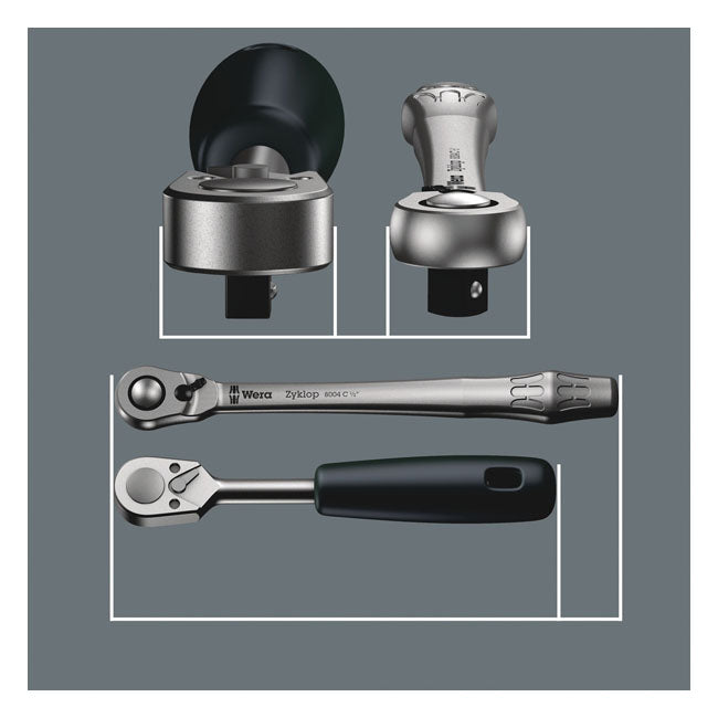Wera Zyklop Ratchet Switch Kit 28 Pcs. 1/4" Drive - Metric – Phillips; Pozidriv; Torx® and Hex (Allen…