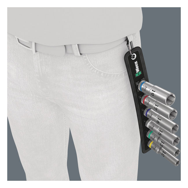 Wera Socket Belt with 1/2" Drive Hex Deep Sockets - Metric