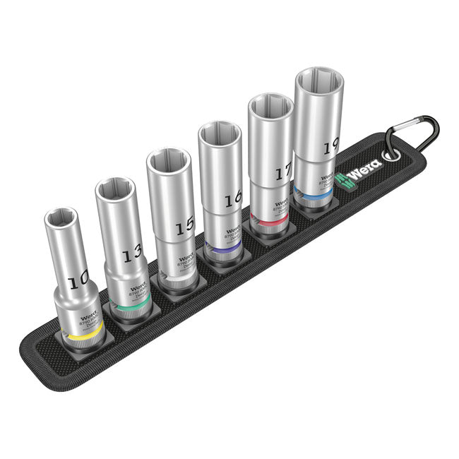 Wera Socket Belt with 1/2" Drive Hex Deep Sockets - Metric