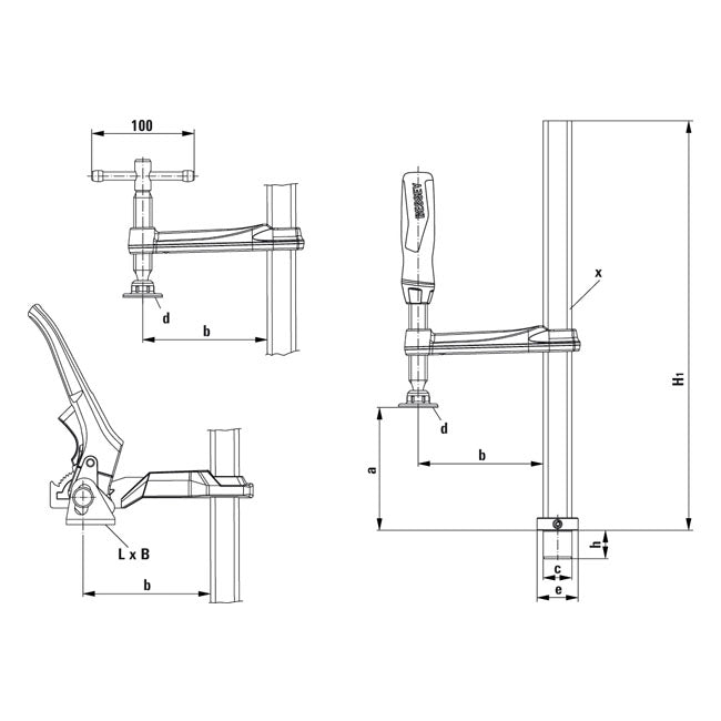 Bessey Clamping Element for Welding Tables TWV – Universal