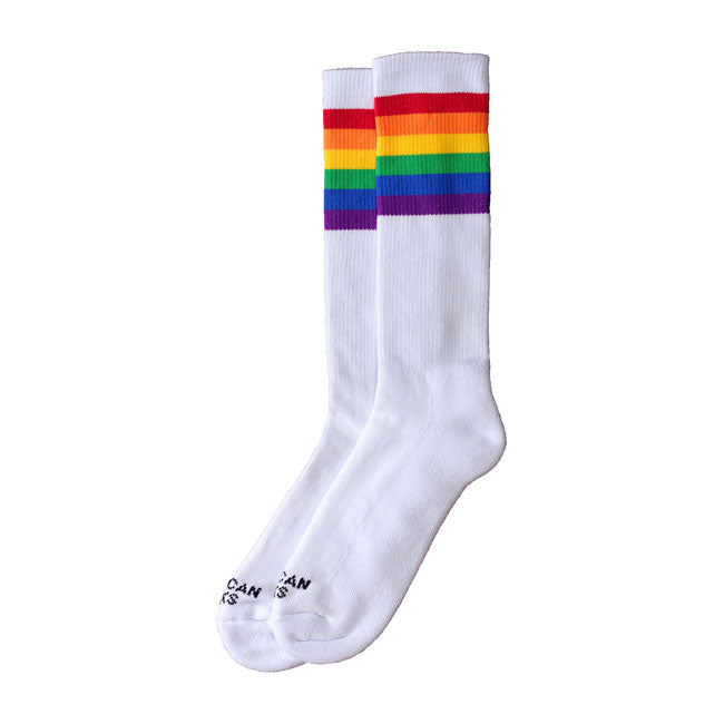 American Socks Rainbow Pride Mid High Classic Socks White – One Size Fits Most