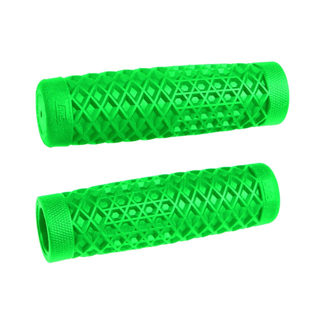 ODI Vans/Cult, Waffle Grips 1'''' (25mm), Green – 1974–2025 H-D with 1" Diameter Grip Area