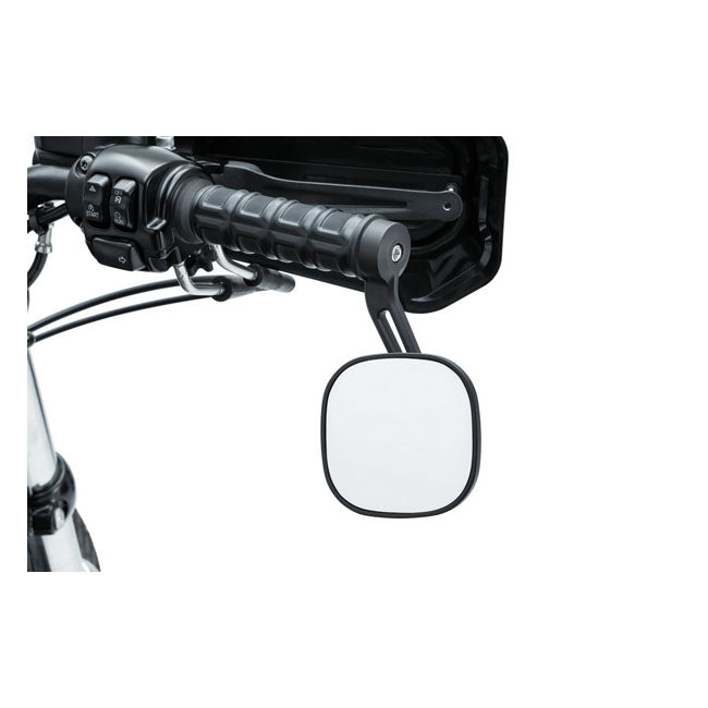Kuryakyn Dillinger in-bar mirror. Satin black Universal: 1â€ or 7/8â€ Handlebars with Hollow Bar Ends. Requires 2-3/4" Depth x 5/8" of Open Bar End. Compatible With OEM or Kuryakyn Grips   Note: Installation may require cutting or drilling a 5/8â€ hole