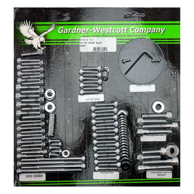 Gardner-Westcott Motor Screw Kit. Chrome – 2017–2025 FLT/Touring