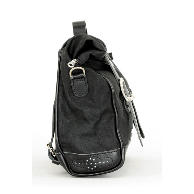 Longride ''Old Chopper'' Waxed Cotton Saddlebag. Black – Universal