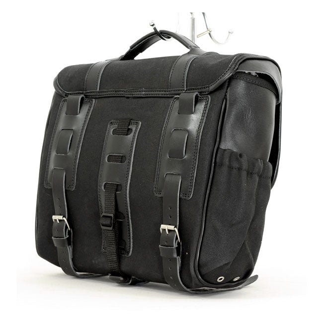 Longride ''Classic'''' Waxed Cotton Saddlebag. Black – Universal