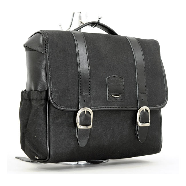 Longride ''Classic'''' Waxed Cotton Saddlebag. Black – Universal