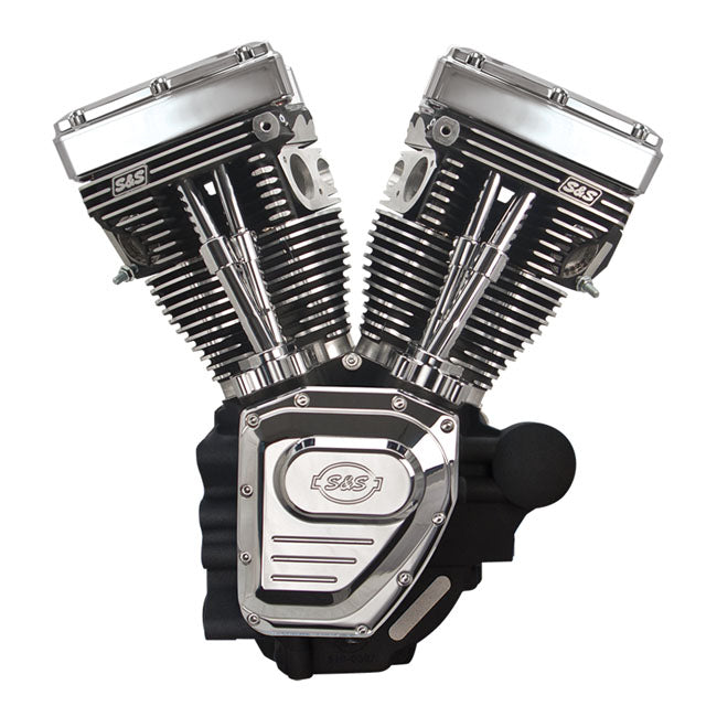 S&S 4-1/8" Bore 124" Long Block TC Engine. Black/Chrome – 2007–2016 FLT/Touring
