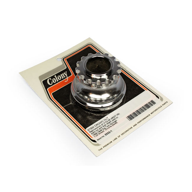Colony Stem Crown Nut. Chrome – 1939–1948 Big Twin