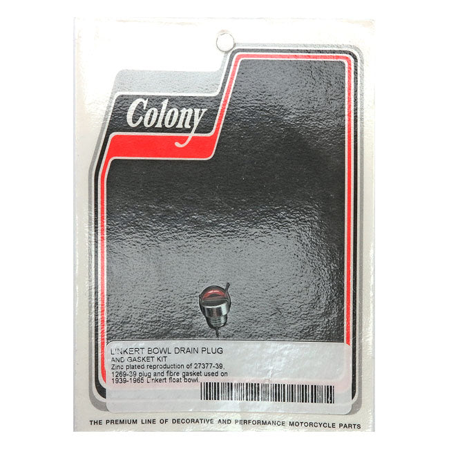 Colony Linkert Float Bowl Drain Plug and Gasket Kit – 1939–1965 All H-D