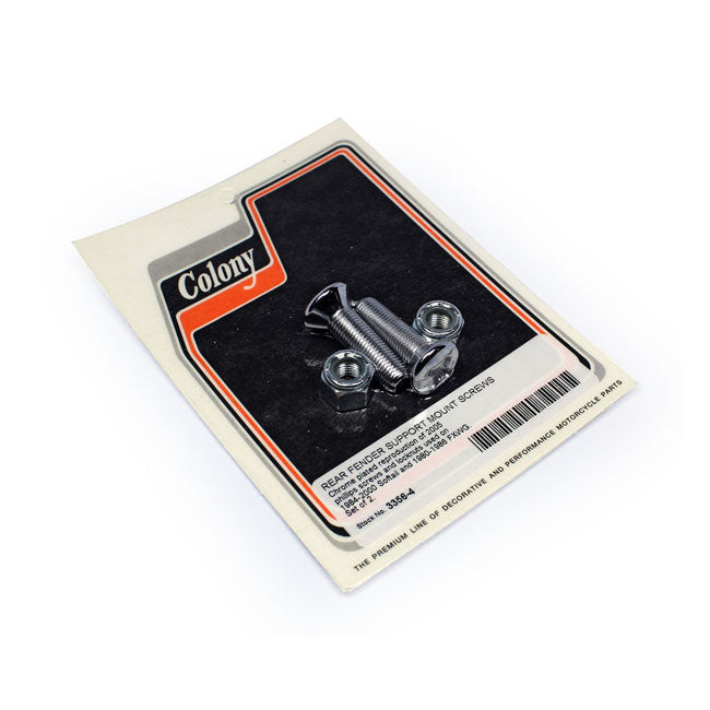 Colony Rear Fender Support Mount Screw Set. Chrome – 1984–2000 Softail; 1980–1986 FXWG