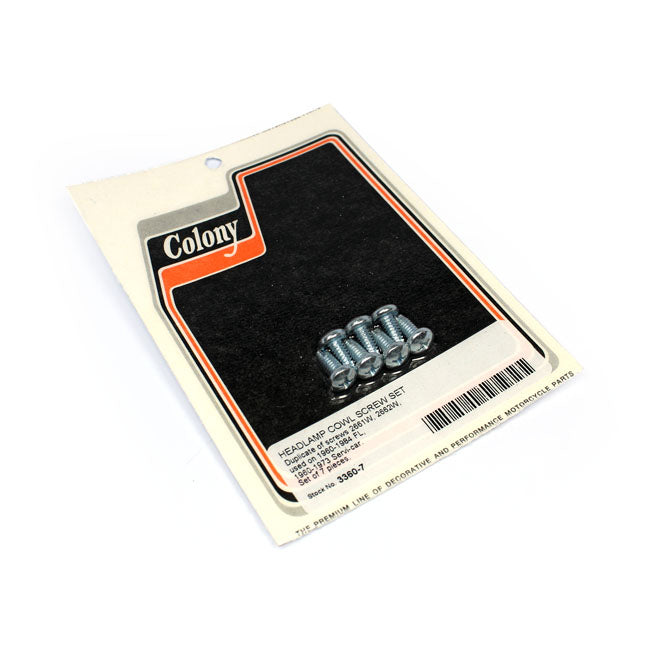 Colony FL, FLH Headlamp Housing Screw Kit – 1960–1984 FL; 1960–1973 Servi-Car