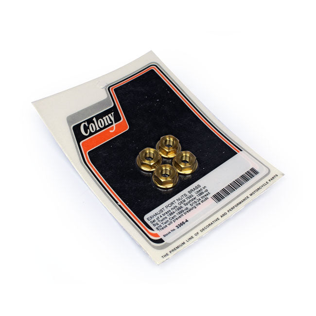 Colony Exhaust Port Nut Set. Brass – Exhaust to Head: 1984–2026 Big Twin…