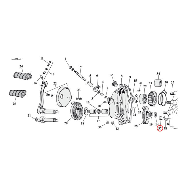 MCS Screw, Countersunk Head. Bumper Plate Kickstarter – 1941–1969 FL; 1971–1980 FX
