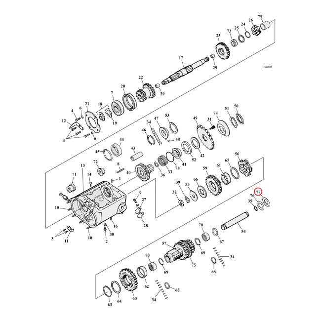 MCS Countershaft. Chrome – 1936–1964 Big Twin