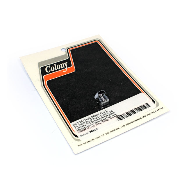 Colony Oversize Drain Plug. Chrome – Crankcase: 1936–1970 Big Twin; 1937–1973…