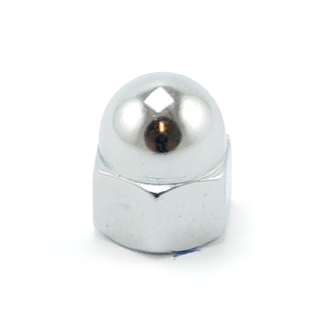 Colony M10 X 1.25 Acorn Nuts, Chrome. Low Crown