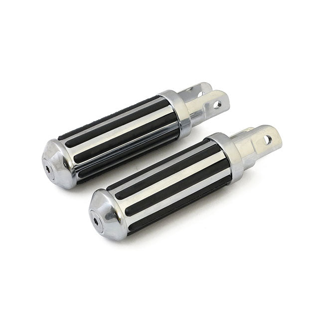 MCS Rail Foot Pegs Small Diameter. Chrome W/Rubber Inlays – Universal Mount