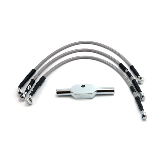 MCS by Goodridge Brake Line Front, Stainless Clear Coated – 2002–2003 XL883R Sportster