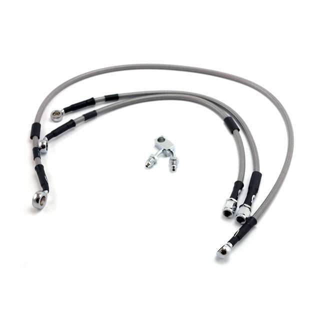MCS by Goodridge Brake Line Front, Stainless Clear Coated – 2011 FLSTFB Fat Boy Lo with ABS