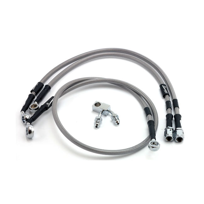 MCS by Goodridge Brake Line Front, Stainless Clear Coated – 2011 FXCWC Softail Rocker with ABS