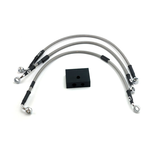 MCS by Goodridge Brake Line Front, Stainless Clear Coated – 2014–2017 FXDF Dyna Fat Bob ABS…