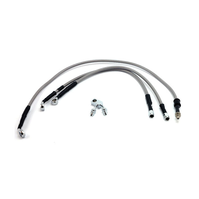 MCS by Goodridge Brake Line Front, Stainless Clear Coated – 2015–2017 FLS Slim; 2015–2017 FLSTN…