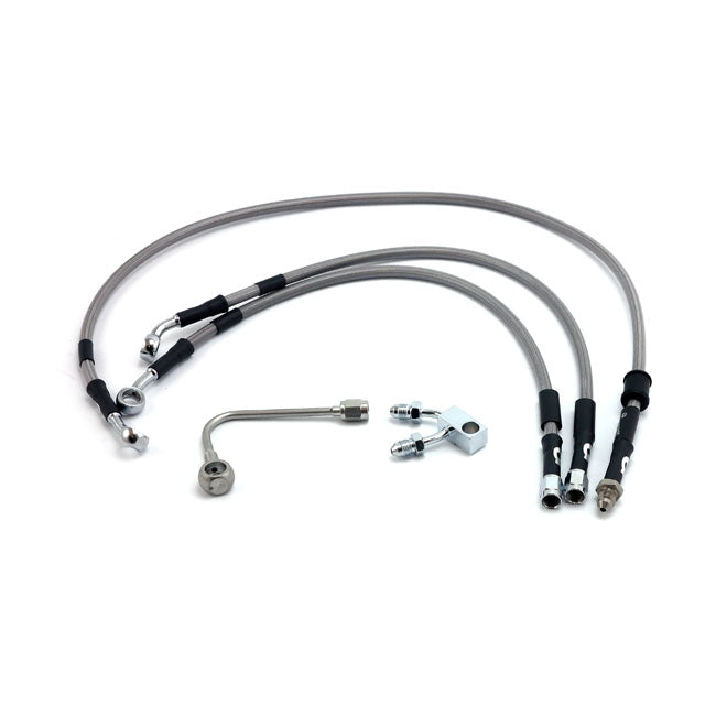 MCS by Goodridge Brake Line Front, Stainless Clear Coated – 2011–2014 FLSTFB Fat Boy Lo with ABS