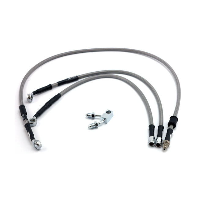 MCS by Goodridge Brake Line Front, Stainless Clear Coated – 2011–2014 FLSTC Heritage Classic with…