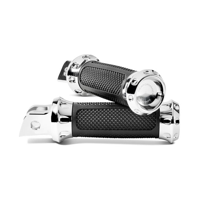 Performance Machine Overdrive Rider Foot Pegs. Chrome – Rider: 2018–2026 Softail with Foot Pegs