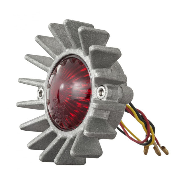 Motone Big Fin LED Taillight. Shot Blast, No Bracket. ECE