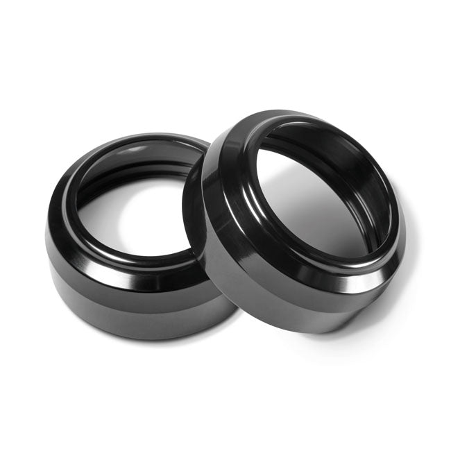 Performance Machine 49mm Fork Dust Caps. Black – 2006–2017 Dyna FXD