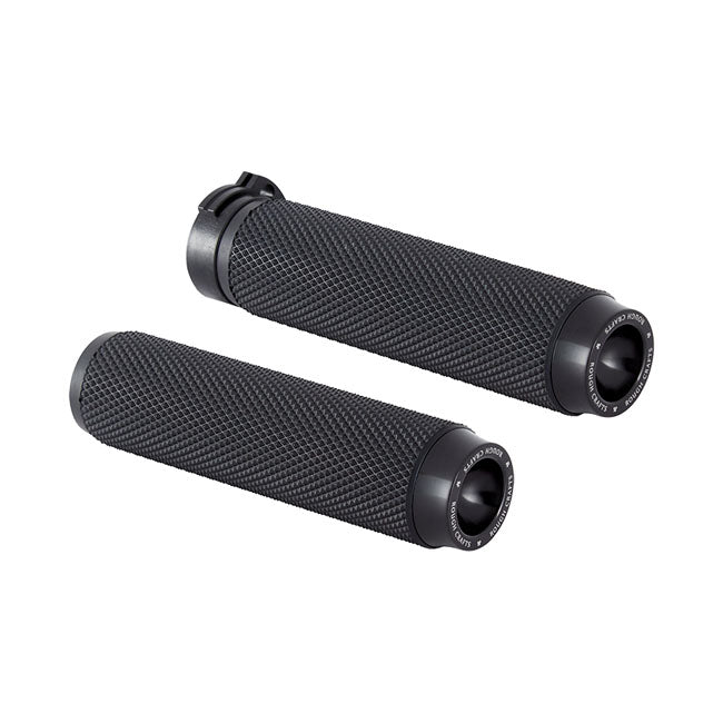 Rough Crafts Knurled Rubber Handlebar Grips. Black – 1974–2022 H-D with Single or Dual…