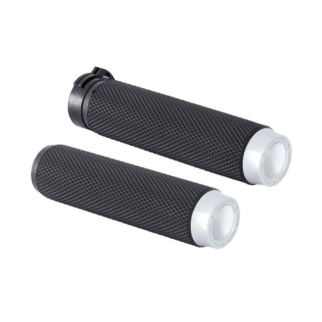 Rough Crafts Knurled Rubber Handlebar Grips. Chrome – 1974–2022 H-D with Single or Dual…