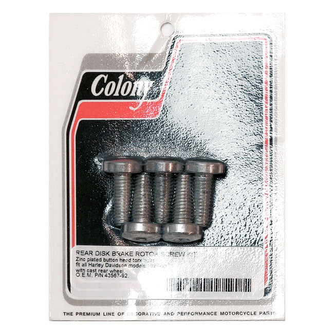 Colony Front/Rear Brake Rotor Bolt Kit. Button Head Torx – Rear: 1992–2025 Big Twin; 1992–2022 XL…