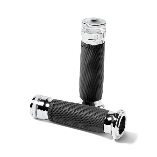Performance Machine Contour Vision LED Turn Signal Grips. Chrome – 2008–2025 H-D with E-throttle