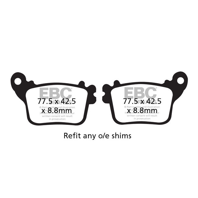 EBC Organic Brake Pads – Rear: Honda: 2007–2013 CB 600 F; 2020…