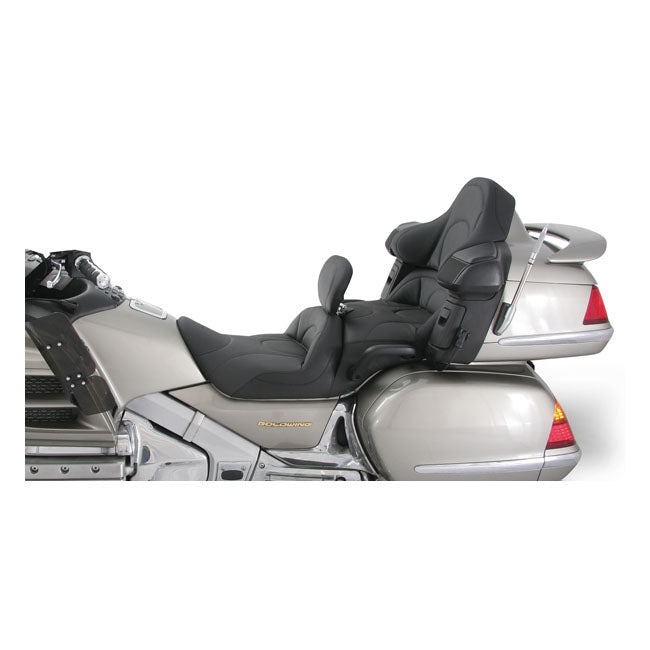 Mustang 1-Piece 2-Up Touring Seat Heated Plain Black – 2006–2017 Honda Gold Wing GL1800