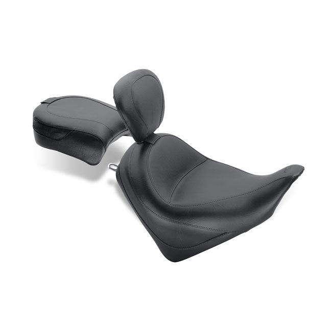 Mustang Wide Touring Solo Seat Plain W/Driver Backrest Black – 2010–2020 Honda VT1300CX Fury