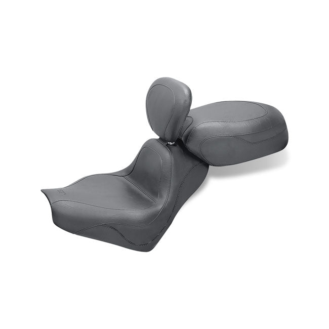 Mustang 2-P Vintage Sport Touring Seat Plain Black – Honda: 2003–2009 VTX1300 Retro…