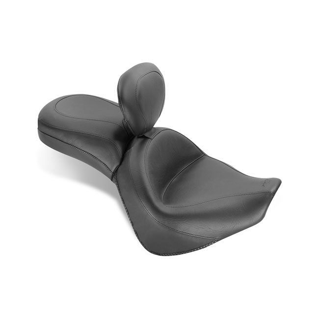 Mustang 1-Piece 2-Up Wide Touring Vintage Seat Plain Black – Honda: 2010–2014 VT1300C Sabre…